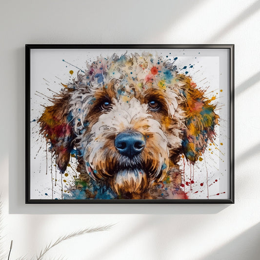 Lagotto Romagnolo Canvas or Poster Print. Colourful Watercolour Happy Truffle Dog Painting Splatter Paint Splash Art Animal Wall Decor Gifts - CanvasityCrafts - Free Shipping