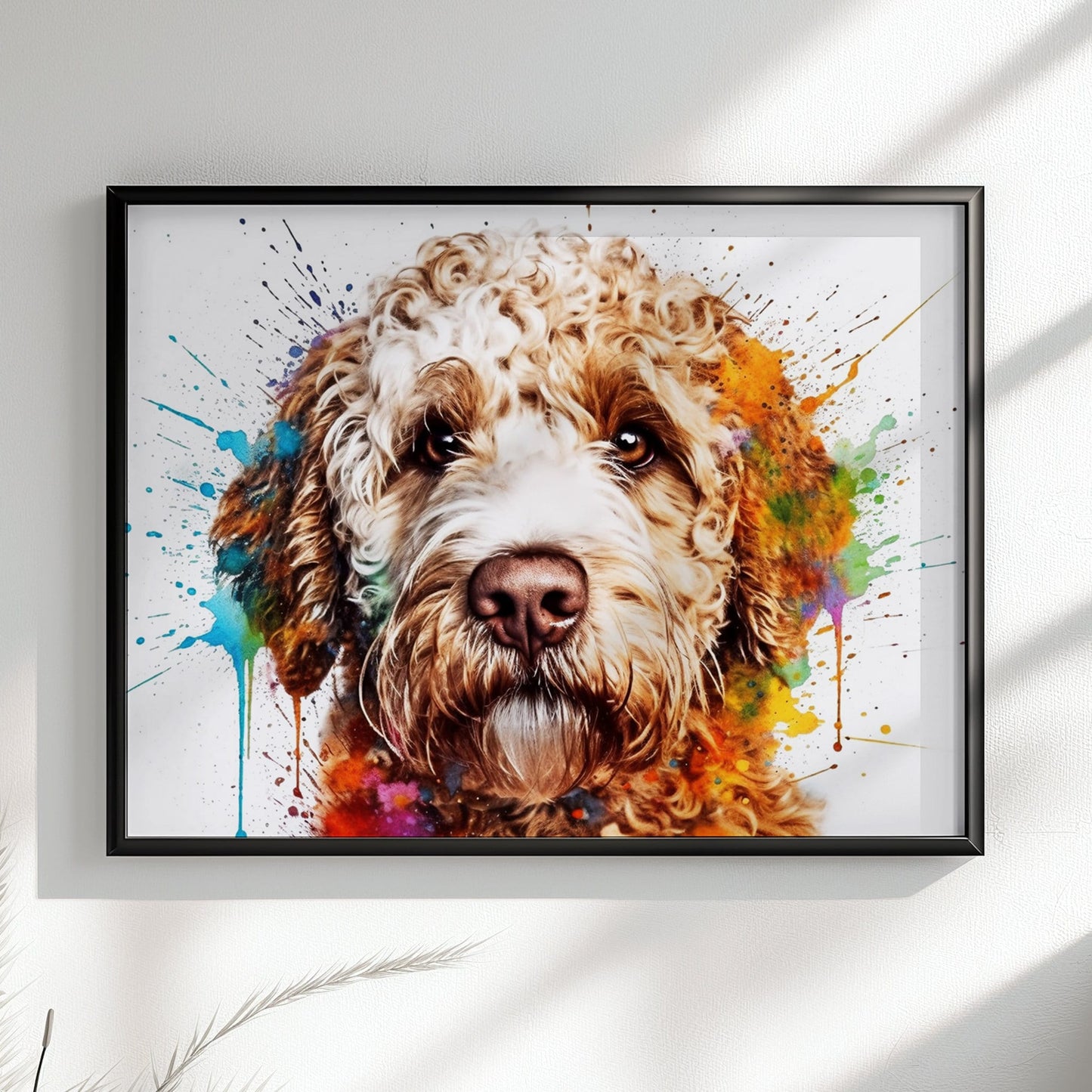 Lagotto Romagnolo Canvas or Poster Print. Colourful Watercolour Happy Truffle Dog Painting Splatter Paint Splash Art Animal Wall Decor Gifts - CanvasityCrafts - Free Shipping