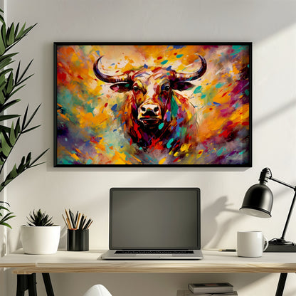 Charging Bull Poster - Free Shipping! Colorful Animal Wall Art Print - Gift for Farmer, Dad, Grandad, Matador - CanvasityCrafts - Free Shipping