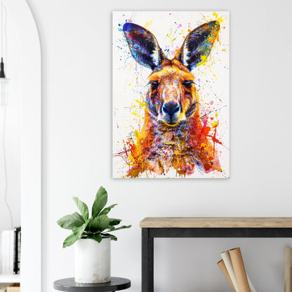 Paint Splash Kangaroo Poster Print. Abstract Watercolour Wall Decor Gift, Portrait Painting, Colourful Australian Animals, Joey, Wallaby Art - CanvasityCrafts - Free Shipping