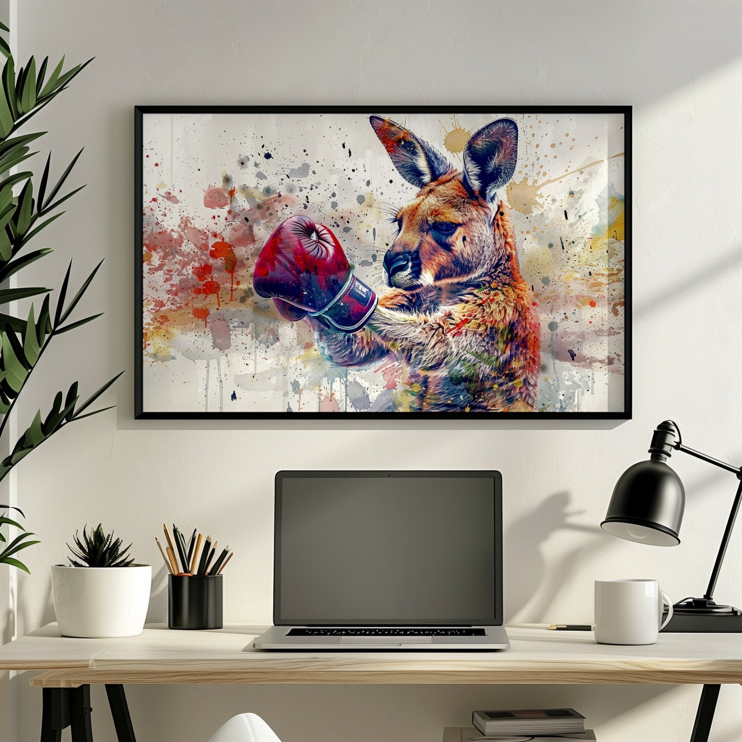 Boxer Kangaroo Poster Print. Paint Splash Wall Decor Gift, Boxing Gloves, Fitness Enthusiast, MMA, Rocky Fan, Australian Animals, Watercolor - CanvasityCrafts - Free Shipping