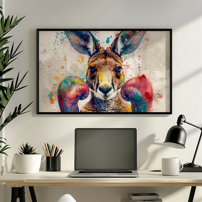 Boxer Kangaroo Poster Print. Paint Splash Wall Decor Gift, Boxing Gloves, Fitness Enthusiast, MMA, Rocky Fan, Australian Animals, - CanvasityCrafts - Free Shipping