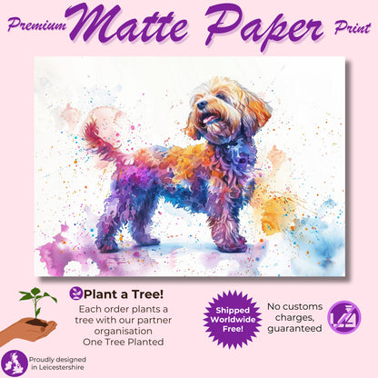 Cute Cockapoo Canvas / Poster Print. Colourful Watercolour Happy Doodle Dog Painting Splatter Paint Splash Art Cream Cavapoo Wall Decor Gift - CanvasityCrafts - Free Shipping