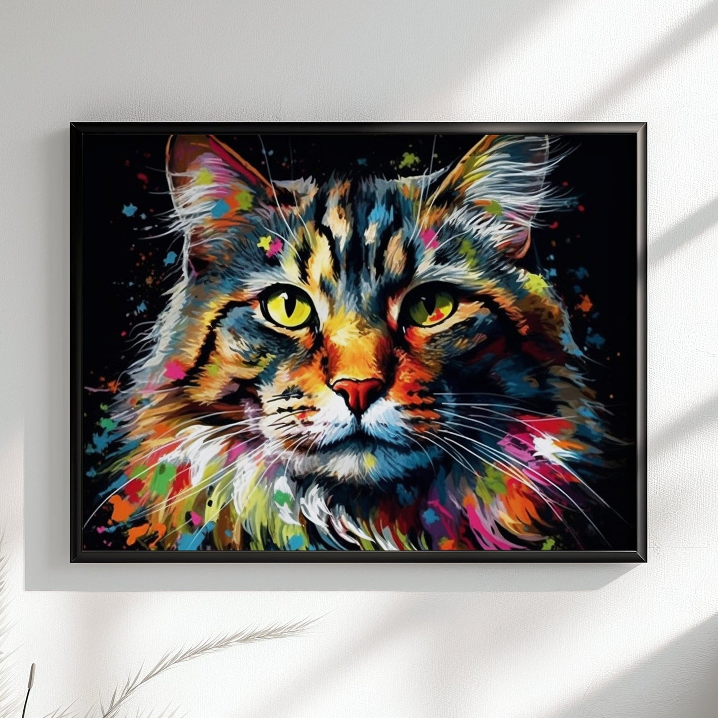 Watercolor Maine Coon Cat Poster Print. Abstract Wall Decor Cat Owner Gift, Portrait Painting, Colourful American Animal Art, Paint Splash - CanvasityCrafts - Free Shipping