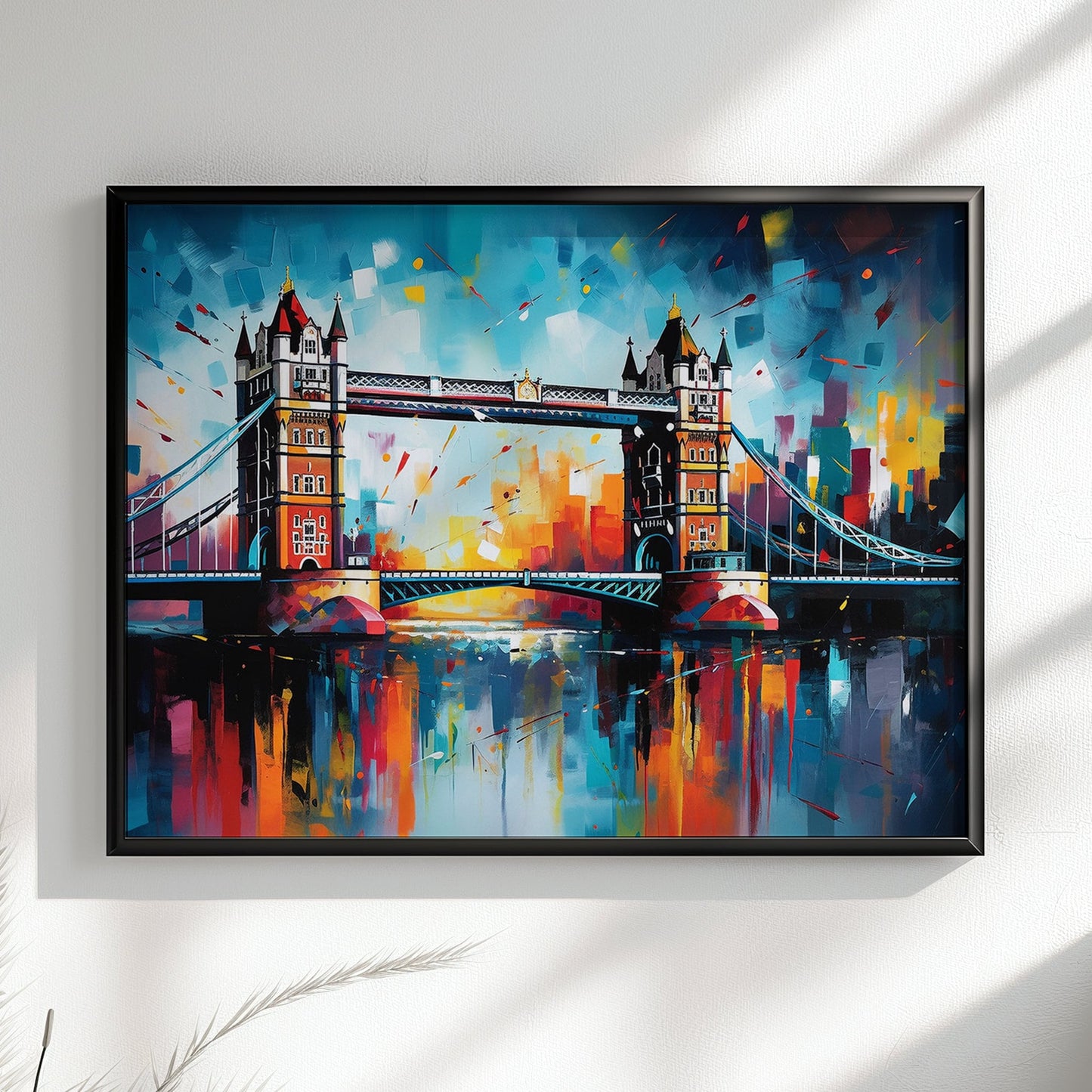 Tower Bridge London Poster Print. Abstract River Thames Wall Decor Cityscape Painting Gift, Colourful City Art, Watercolour, Paint Splash - CanvasityCrafts - Free Shipping