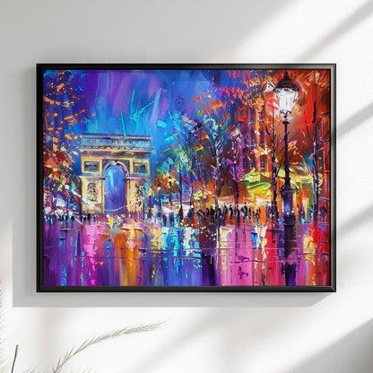 Arc De Triomphe Paris Cityscape Poster Print. Abstract French Wall Decor Painting Gift, Colourful Watercolour France City Decor Paint Splash - CanvasityCrafts - Free Shipping