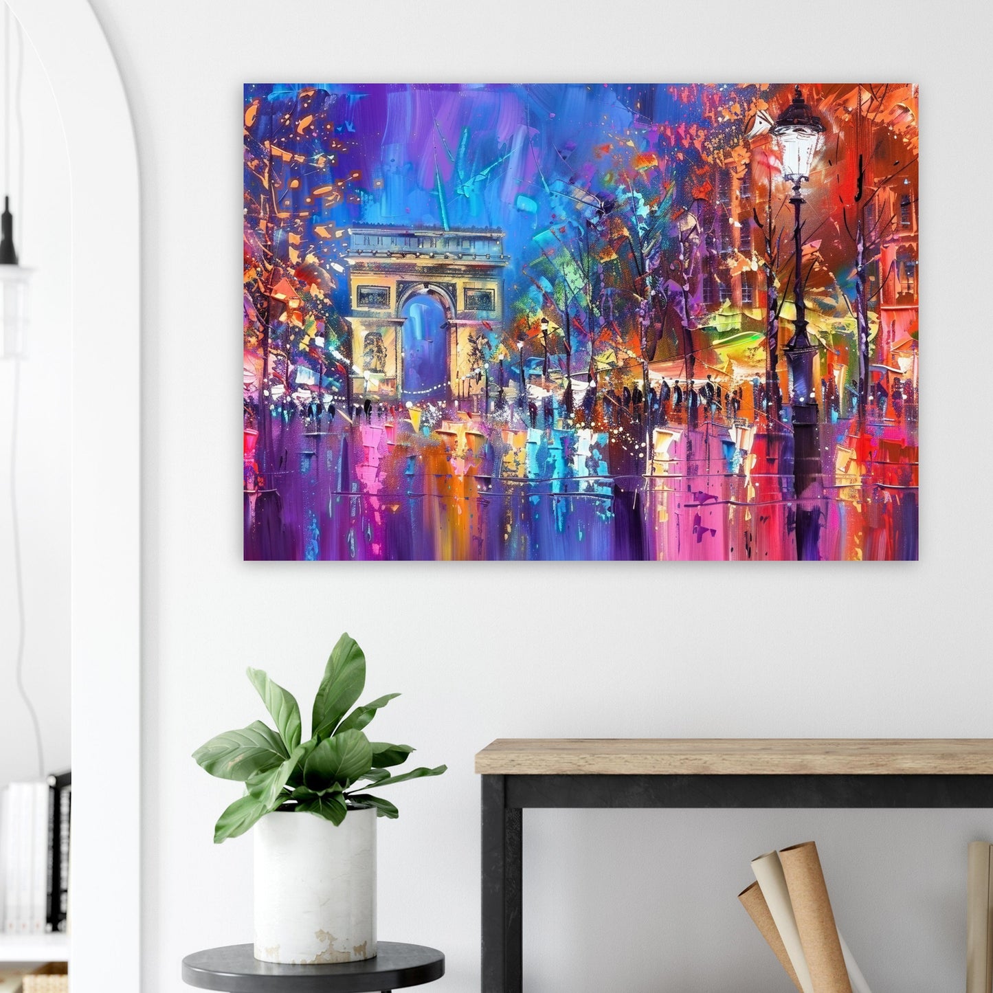 Arc De Triomphe Paris Cityscape Poster Print. Abstract French Wall Decor Painting Gift, Colourful Watercolour France City Decor Paint Splash - CanvasityCrafts - Free Shipping