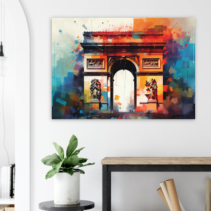 Arc De Triomphe Paris Cityscape Poster Print. Abstract French Wall Decor Painting Gift, Colourful Watercolour France City Decor Paint Splash - CanvasityCrafts - Free Shipping