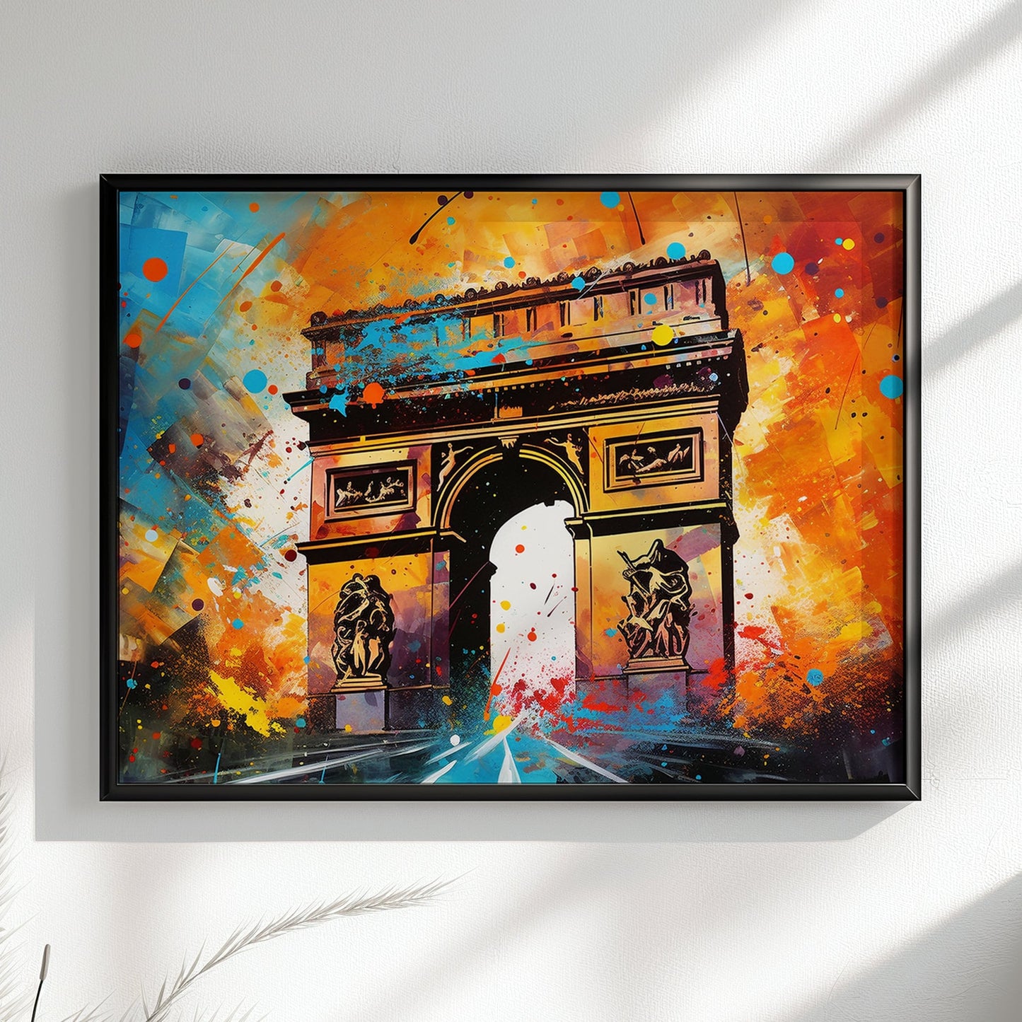 Arc De Triomphe Paris Cityscape Poster Print. Abstract French Wall Decor Painting Gift, Colourful Watercolour France City Decor Paint Splash - CanvasityCrafts - Free Shipping