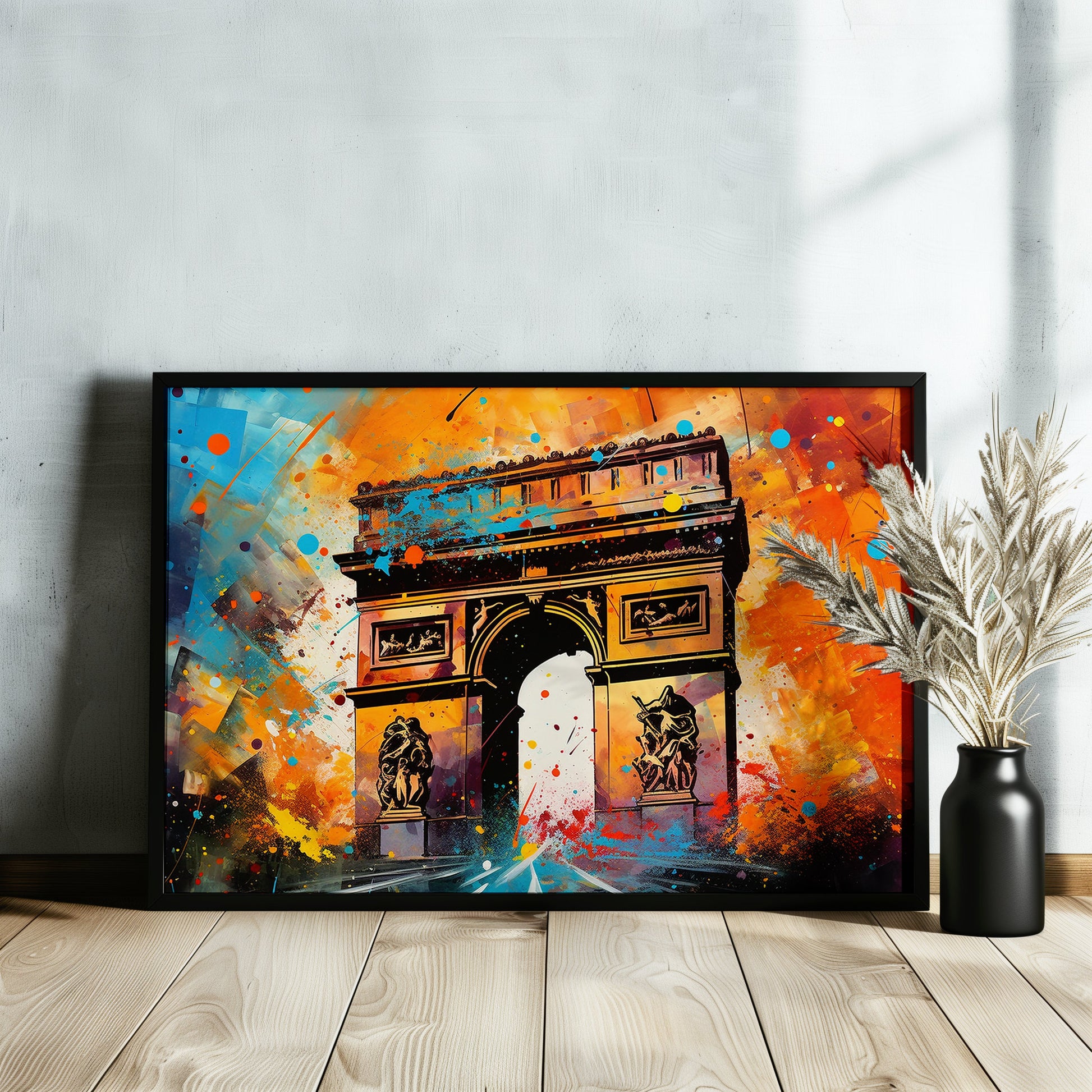 Arc De Triomphe Paris Cityscape Poster Print. Abstract French Wall Decor Painting Gift, Colourful Watercolour France City Decor Paint Splash - CanvasityCrafts - Free Shipping