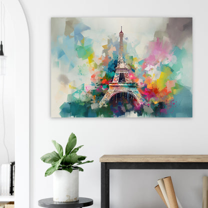 Eiffel Tower Paris Cityscape Poster Print. Abstract French Wall Decor Painting Gift, Colourful Watercolour France City Decor Paint Splash - CanvasityCrafts - Free Shipping