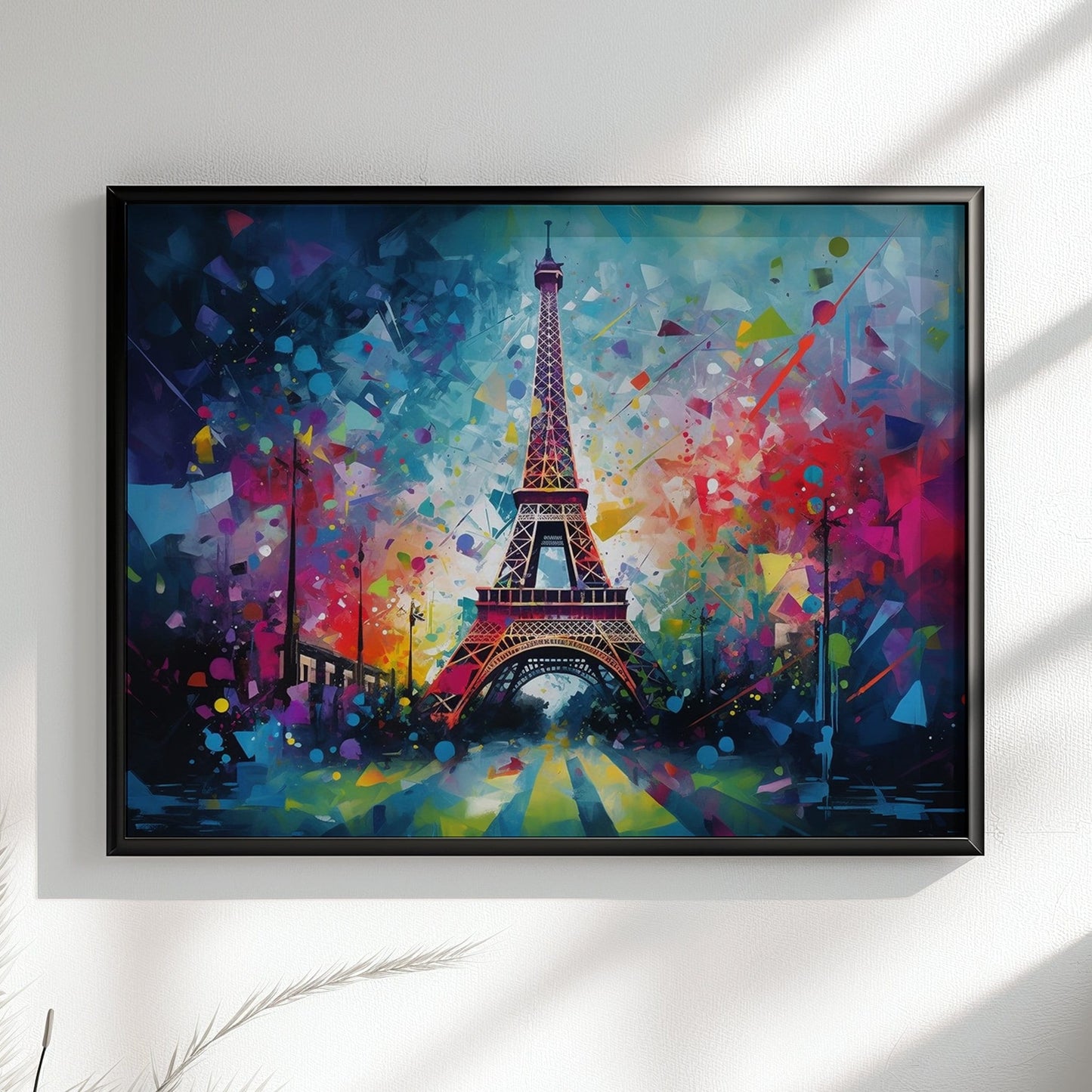 Eiffel Tower Paris Cityscape Poster Print. Abstract French Skyline Wall Decor Painting Gift Colourful Watercolour France City Paint Splash - CanvasityCrafts - Free Shipping