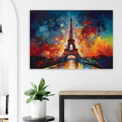 Eiffel Tower Paris Cityscape Poster Print. Abstract French Skyline Wall Decor Painting Gift Colourful Watercolour France City Paint Splash - CanvasityCrafts - Free Shipping