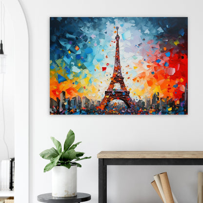 Eiffel Tower Paris Cityscape Poster Print. Abstract French Skyline Wall Decor Painting Gift Colourful Watercolour France City Paint Splash - CanvasityCrafts - Free Shipping