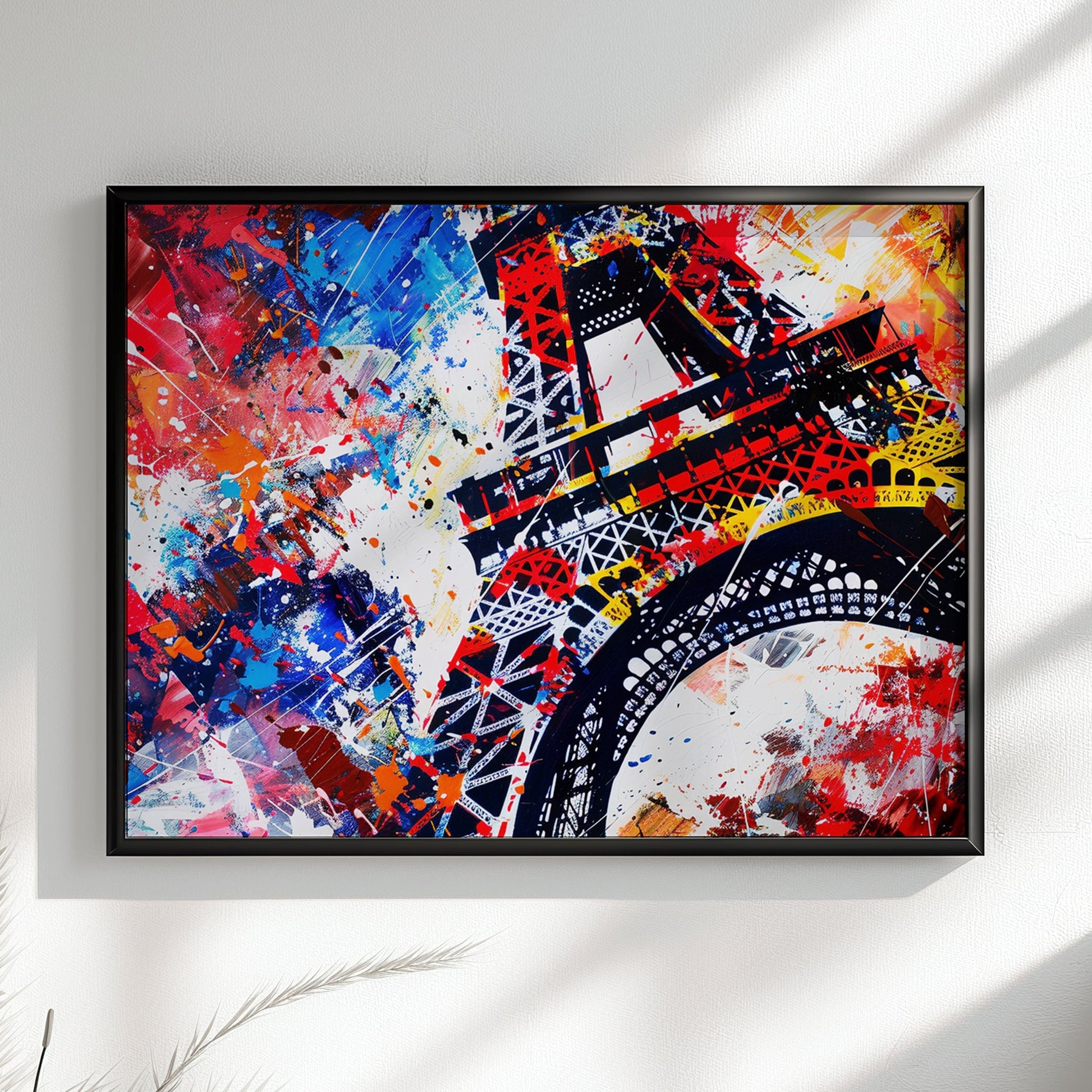 Eiffel Tower Paris Cityscape Poster Print. Abstract French Skyline Wall Decor Painting Gift Colourful Watercolour France City Paint Splash - CanvasityCrafts - Free Shipping