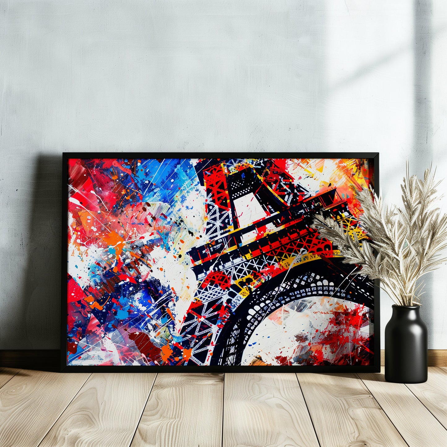 Eiffel Tower Paris Cityscape Poster Print. Abstract French Skyline Wall Decor Painting Gift Colourful Watercolour France City Paint Splash - CanvasityCrafts - Free Shipping