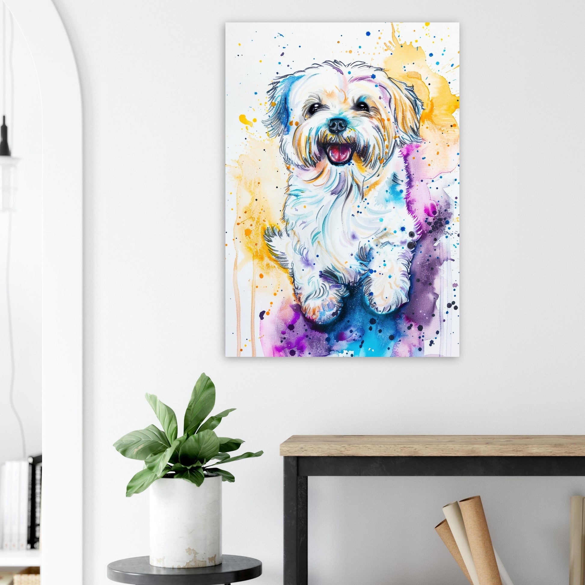 Coton De Tulear Poster Print. Abstract Watercolour Paint Splash Wall Decor Gift, Colourful White Dog Lover Painting, Splatter Paint Portrait - CanvasityCrafts - Free Shipping