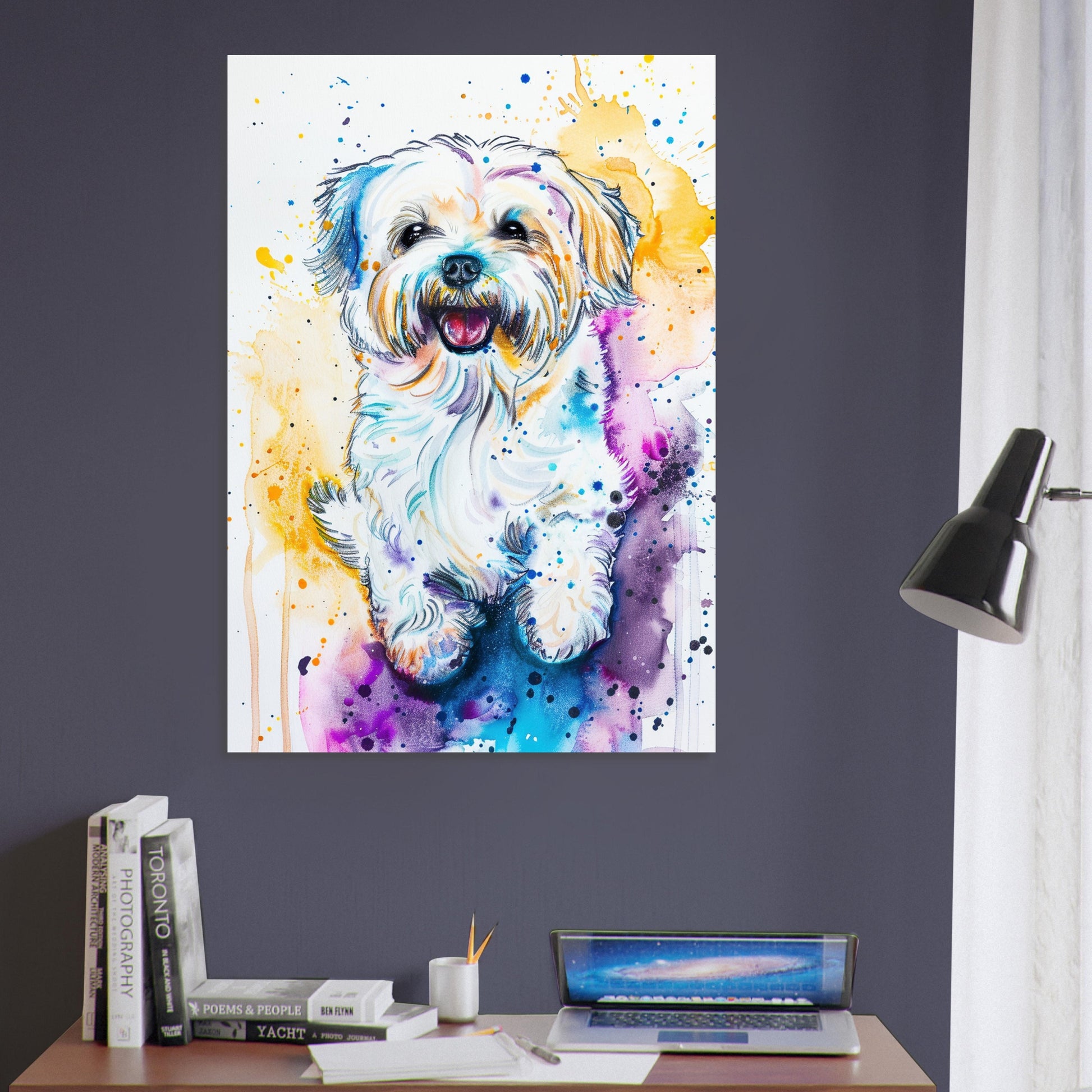 Coton De Tulear Poster Print. Abstract Watercolour Paint Splash Wall Decor Gift, Colourful White Dog Lover Painting, Splatter Paint Portrait - CanvasityCrafts - Free Shipping