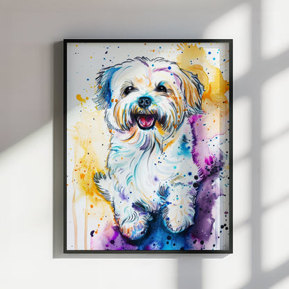 Coton De Tulear Poster Print. Abstract Watercolour Paint Splash Wall Decor Gift, Colourful White Dog Lover Painting, Splatter Paint Portrait - CanvasityCrafts - Free Shipping