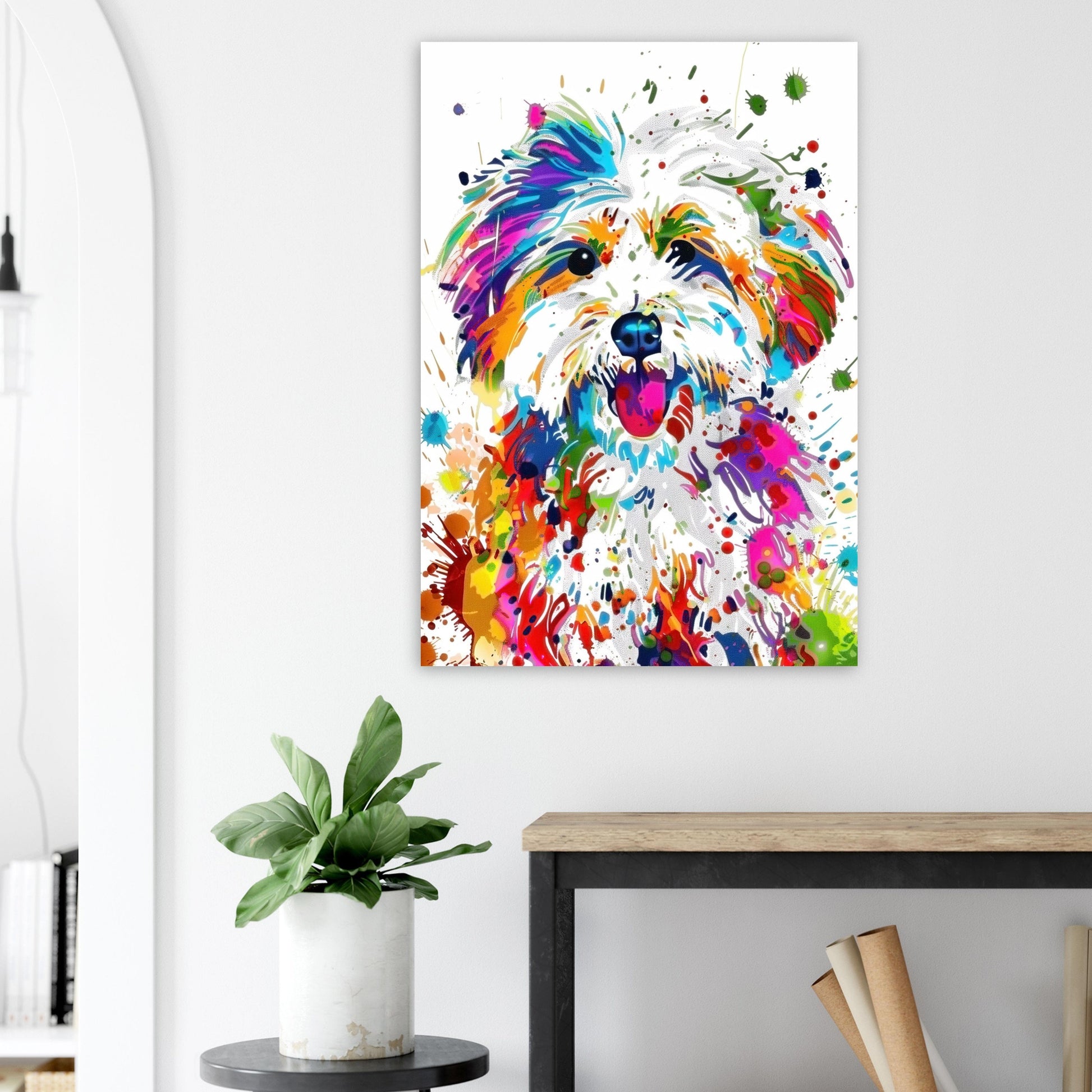 Coton De Tulear Poster Print. Abstract Watercolour Paint Splash Wall Decor Gift, Colourful White Dog Lover Painting, Splatter Paint Portrait - CanvasityCrafts - Free Shipping