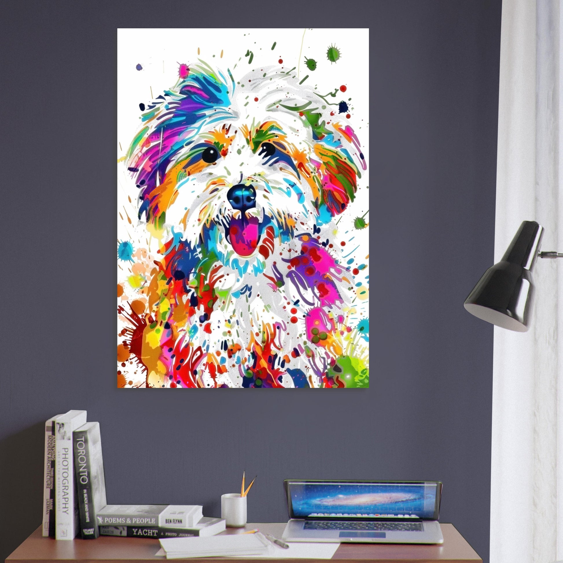 Coton De Tulear Poster Print. Abstract Watercolour Paint Splash Wall Decor Gift, Colourful White Dog Lover Painting, Splatter Paint Portrait - CanvasityCrafts - Free Shipping