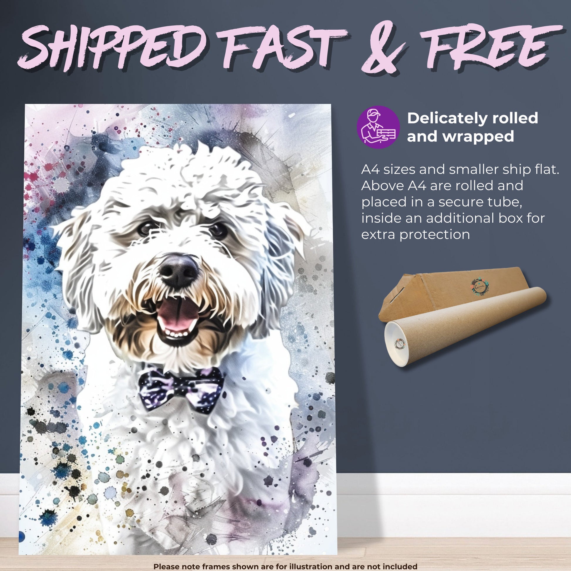 Coton De Tulear Poster Print. Abstract Watercolour Paint Splash Wall Decor Gift, Colourful White Dog Lover Painting, Splatter Paint Portrait - CanvasityCrafts - Free Shipping