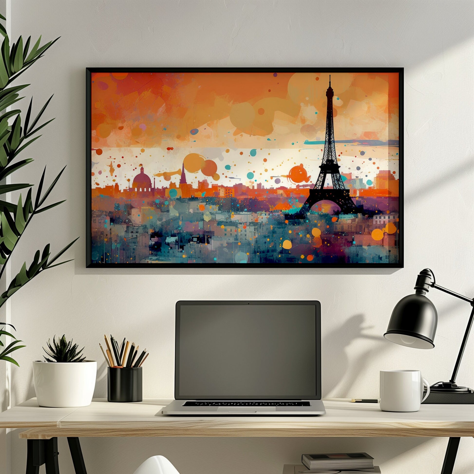 Paris Skyline Cityscape Poster Print. Abstract French Eiffel Tower Wall Decor Painting Gift Colourful Watercolour France City Paint Splash - CanvasityCrafts - Free Shipping