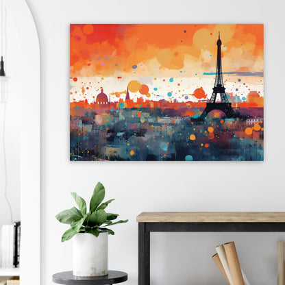 Paris Skyline Cityscape Poster Print. Abstract French Eiffel Tower Wall Decor Painting Gift Colourful Watercolour France City Paint Splash - CanvasityCrafts - Free Shipping