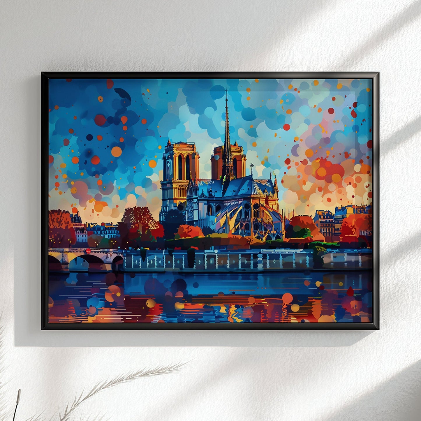 Notre Dame Paris Cityscape Poster Print. Abstract French Cathedral Wall Decor Painting Gift Colourful Watercolour France City Paint Splash - CanvasityCrafts - Free Shipping