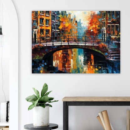 Amsterdam Canals Poster Print. Impressionism Cityscape, Abstract Netherlands Travel Wall Decor Gift Colourful Dutch City Watercolor Painting - CanvasityCrafts - Free Shipping