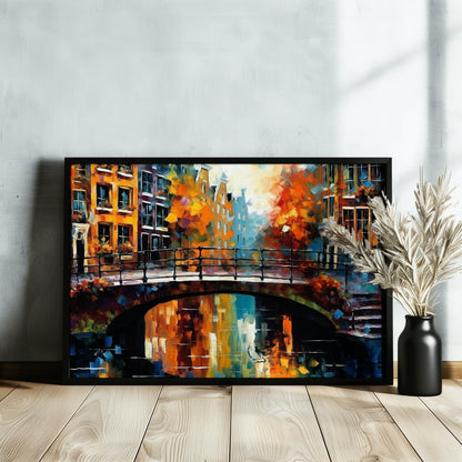 Amsterdam Canals Poster Print. Impressionism Cityscape, Abstract Netherlands Travel Wall Decor Gift Colourful Dutch City Watercolor Painting - CanvasityCrafts - Free Shipping