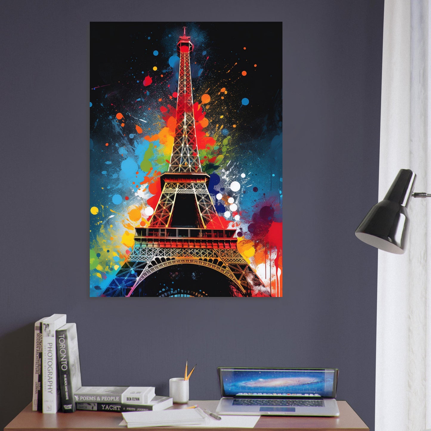 Eiffel Tower Paris Cityscape Poster Print. Abstract French Skyline Wall Decor Painting Gift Colourful Watercolour France City Paint Splash - CanvasityCrafts - Free Shipping