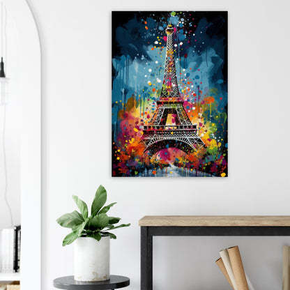 Eiffel Tower Paris Cityscape Poster Print. Abstract French Skyline Wall Decor Painting Gift Colourful Watercolour France City Paint Splash - CanvasityCrafts - Free Shipping