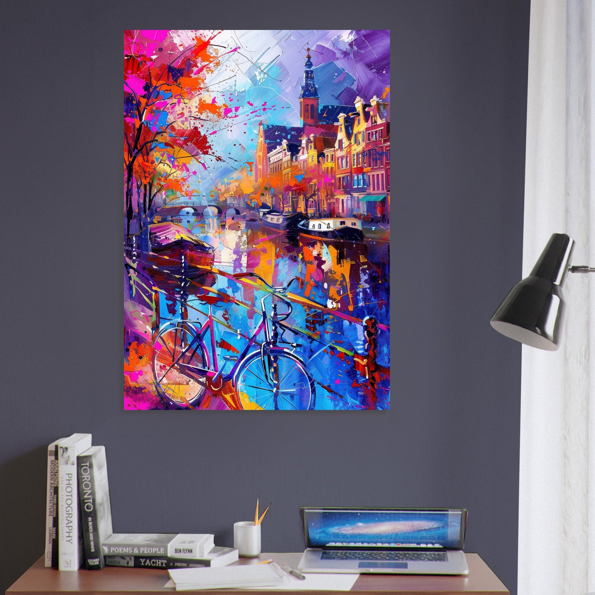 Abstract Amsterdam Canals Poster Print. Grachtengordel Cityscape Netherlands Travel Wall Decor Painting Gift Colourful Watercolor Dutch City - CanvasityCrafts - Free Shipping