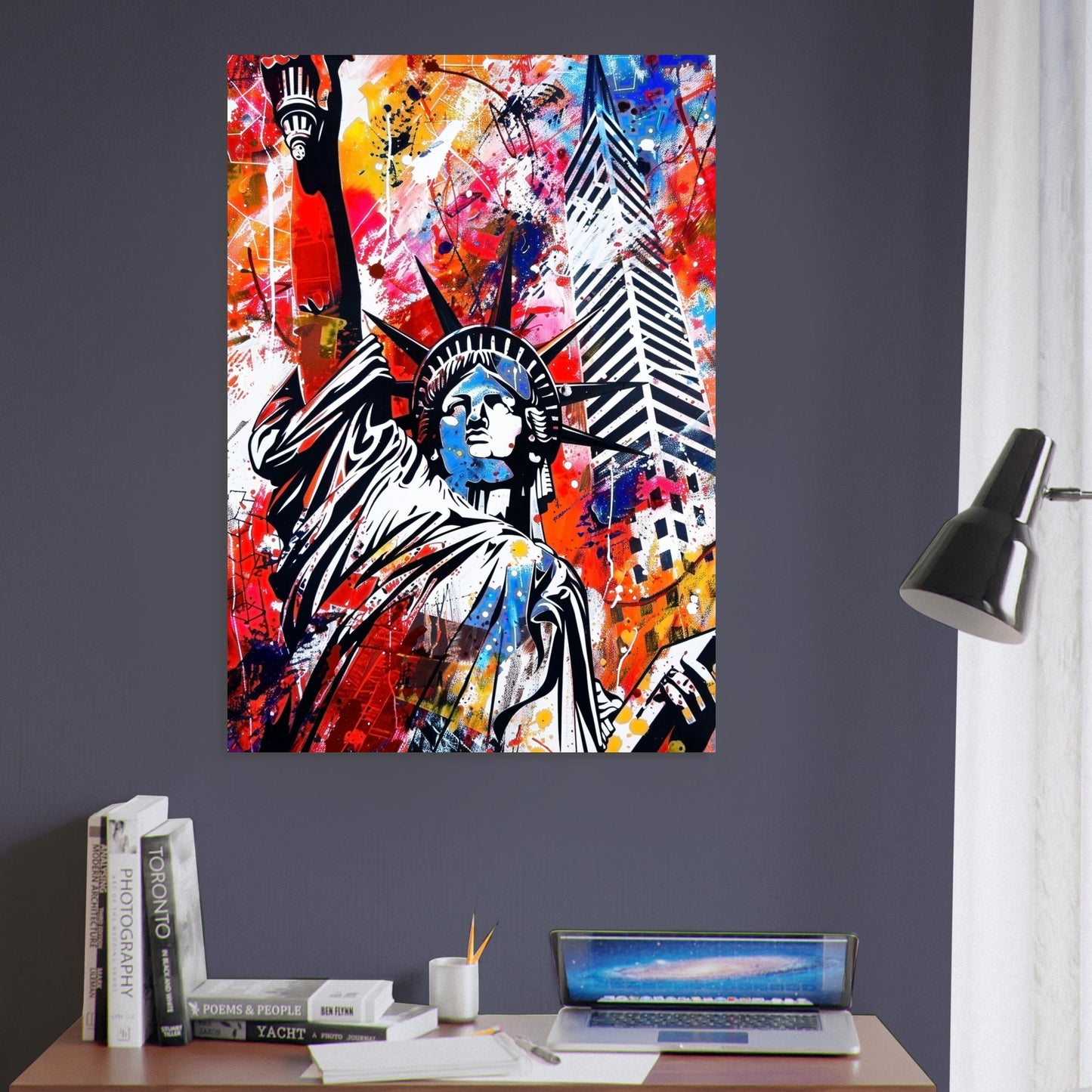 Statue of Liberty New York City Poster Print Street Art Graffiti Painting Paint Splash Cityscape Abstract Travel Gift Manhattan America USA - CanvasityCrafts - Free Shipping