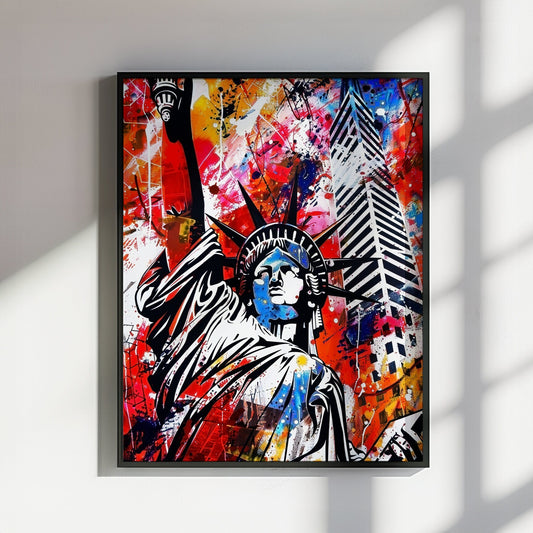 Statue of Liberty New York City Poster Print Street Art Graffiti Painting Paint Splash Cityscape Abstract Travel Gift Manhattan America USA - CanvasityCrafts - Free Shipping