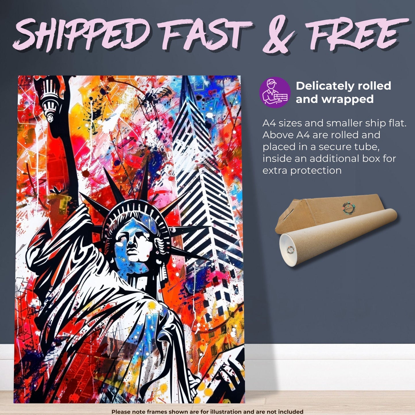 Statue of Liberty New York City Poster Print Street Art Graffiti Painting Paint Splash Cityscape Abstract Travel Gift Manhattan America USA - CanvasityCrafts - Free Shipping