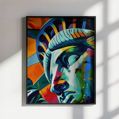 Statue of Liberty Close Up New York City Poster Print Watercolor Painting Paint Splash Cityscape Abstract Travel Gift Manhattan America USA - CanvasityCrafts - Free Shipping