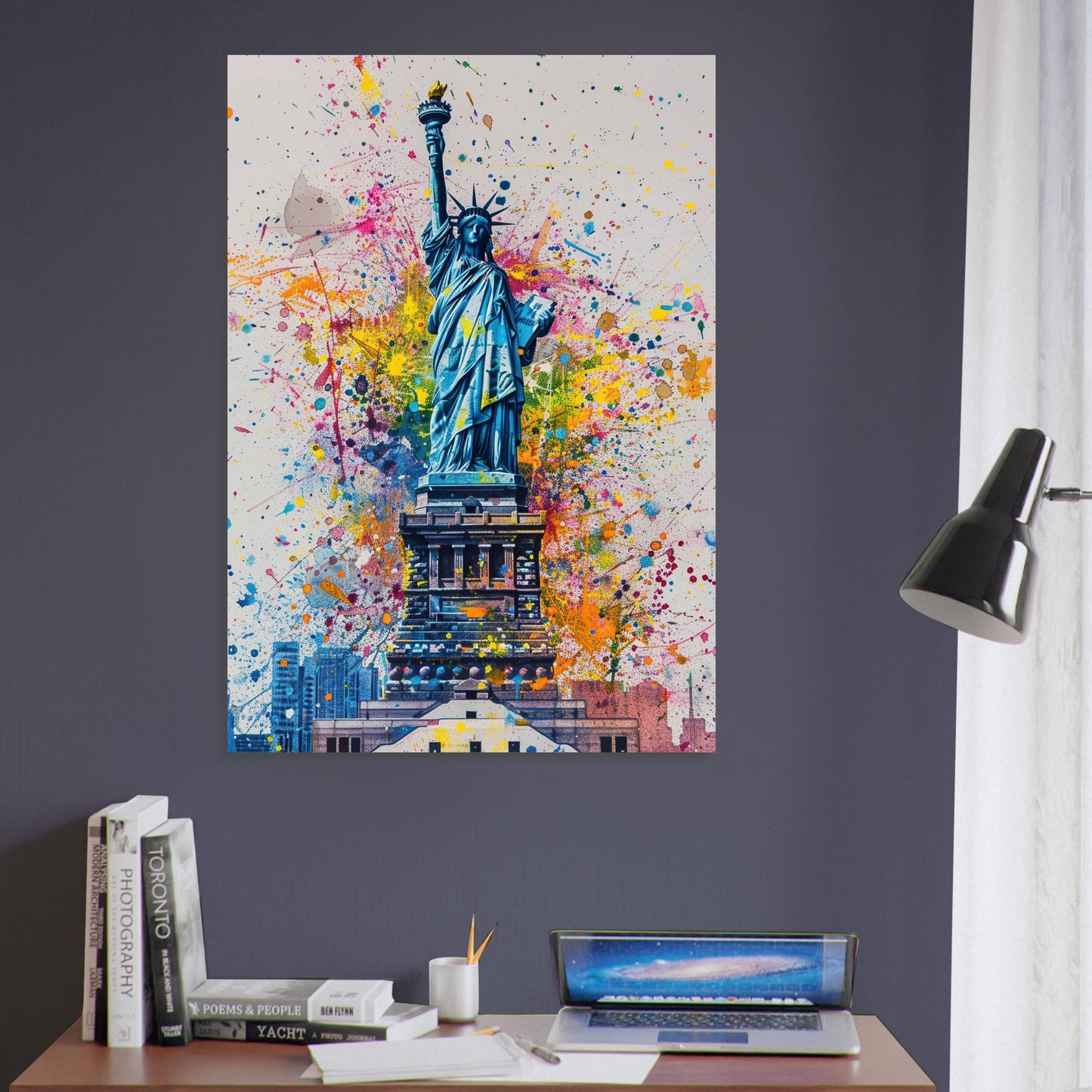 Statue of Liberty New York City Poster Print Street Art Graffiti Painting Paint Splash Cityscape Abstract Travel Gift Manhattan America USA - CanvasityCrafts - Free Shipping