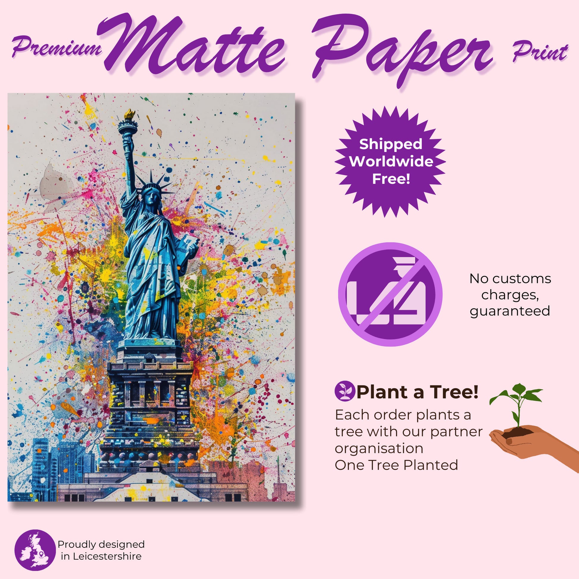 Statue of Liberty New York City Poster Print Street Art Graffiti Painting Paint Splash Cityscape Abstract Travel Gift Manhattan America USA - CanvasityCrafts - Free Shipping