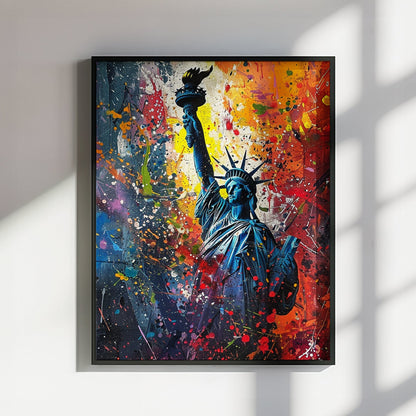 Statue of Liberty New York City Poster Print Street Art Graffiti Painting Paint Splash Cityscape Abstract Travel Gift Manhattan America USA - CanvasityCrafts - Free Shipping