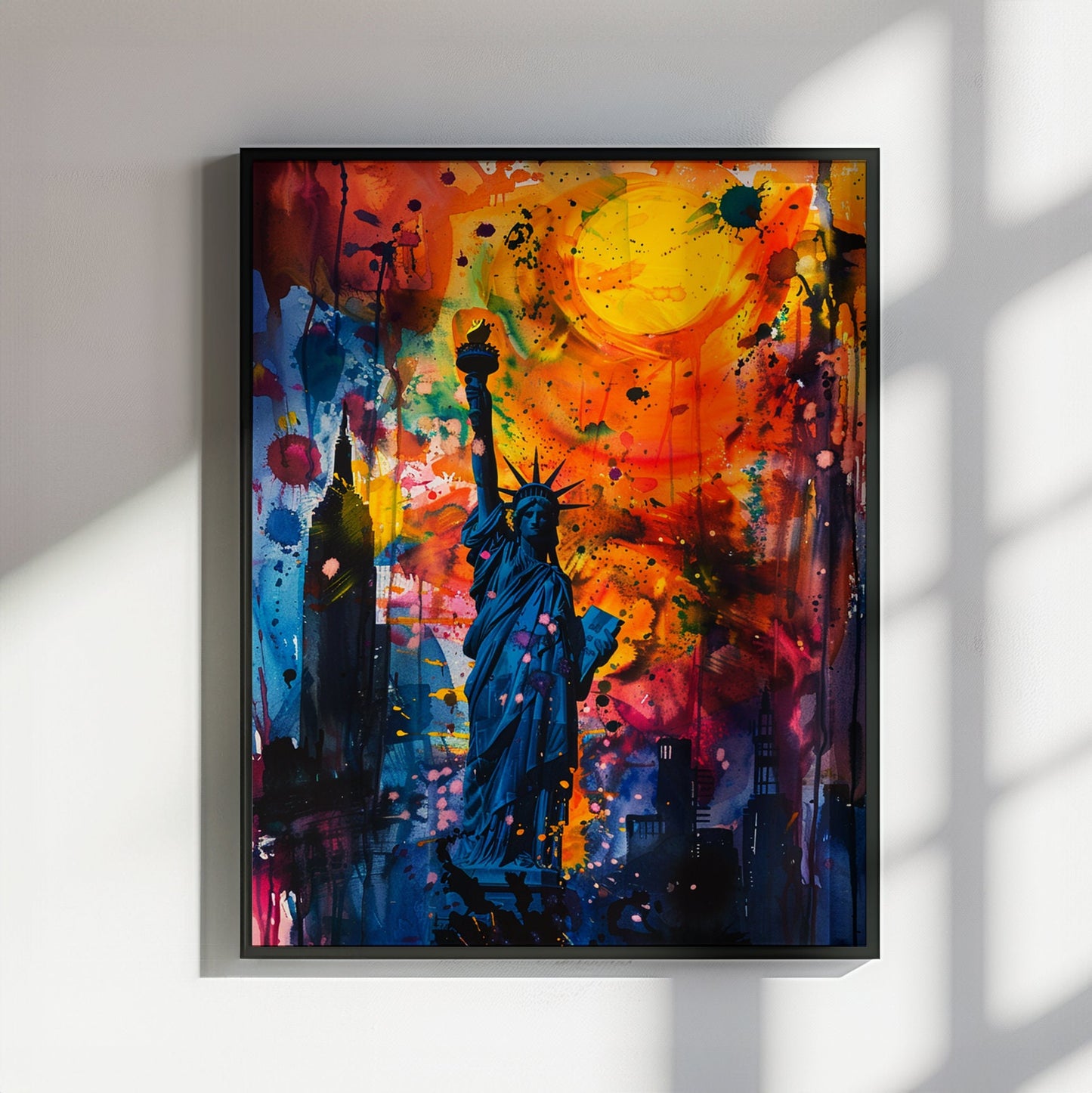 Statue of Liberty New York City Poster Print Street Art Graffiti Painting Paint Splash Cityscape Abstract Travel Gift Manhattan America USA - CanvasityCrafts - Free Shipping