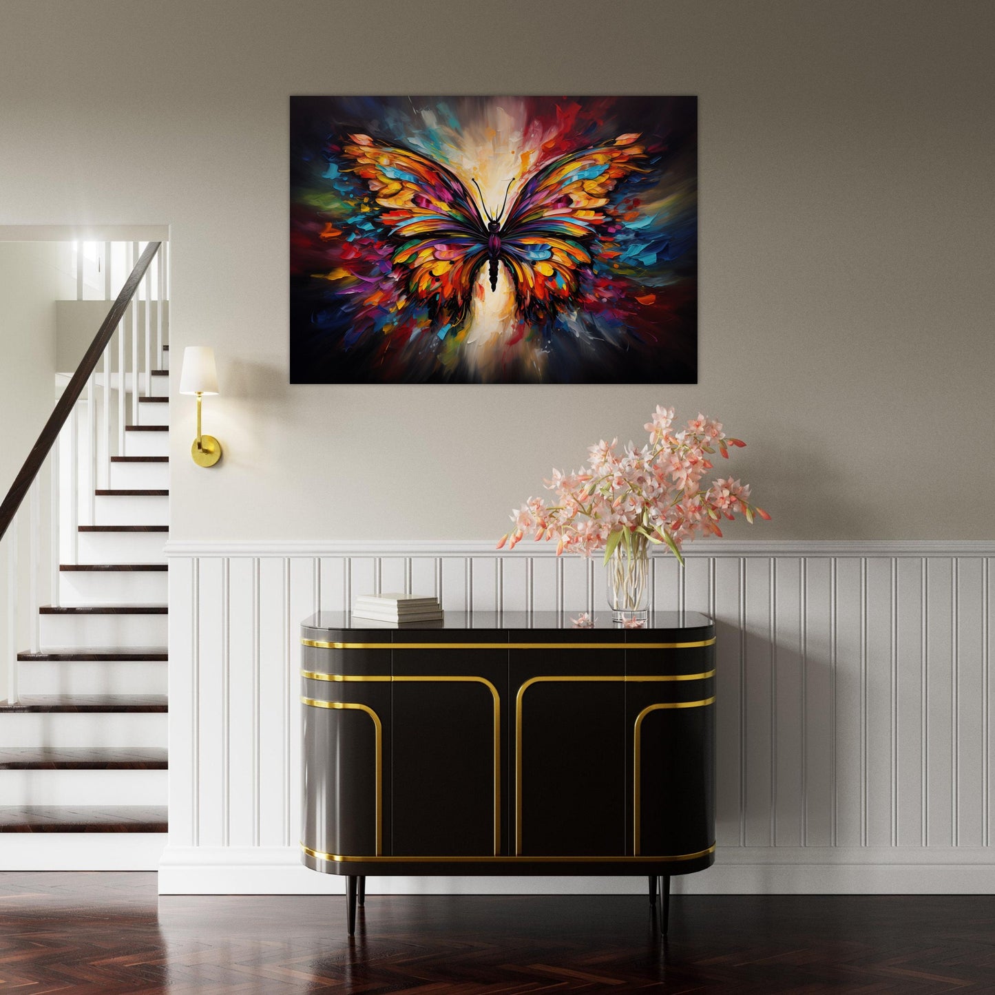 Abstract Butterfly Canvas or Poster Print. Colourful Watercolour Butterflies Wall Decor Gift, Rainbow Animal Splatter Painting, Paint Splash - CanvasityCrafts - Free Shipping