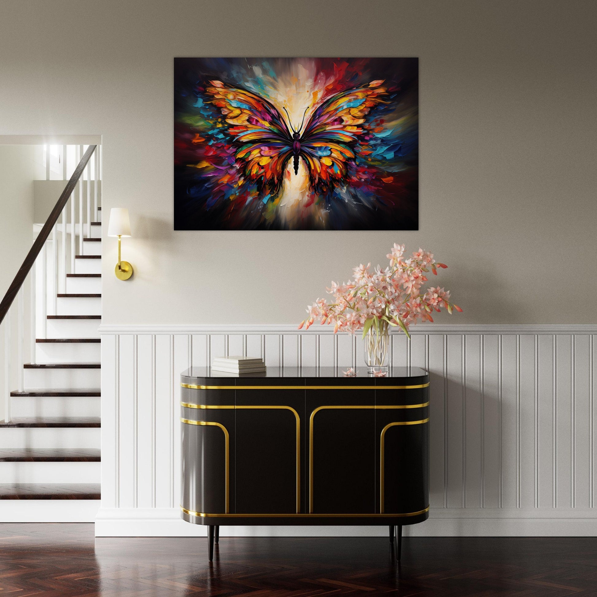 Abstract Butterfly Canvas or Poster Print. Colourful Watercolour Butterflies Wall Decor Gift, Rainbow Animal Splatter Painting, Paint Splash - CanvasityCrafts - Free Shipping