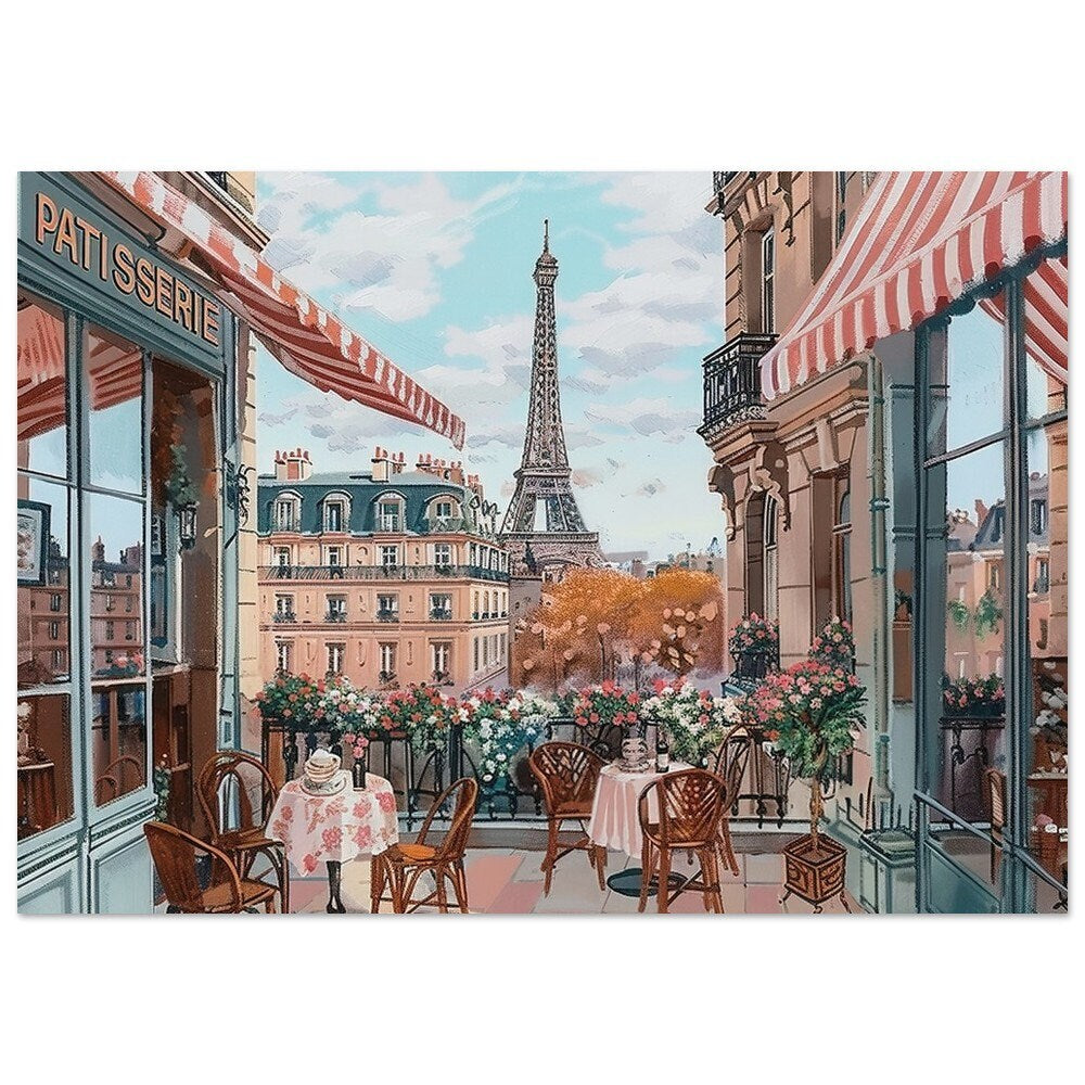 Paris in Pink Art Print. Eiffel Tower Cityscape, Retro Vintage Style Painting. French Skyline, France Travel Poster, La Vie En Rose - CanvasityCrafts - Free Shipping