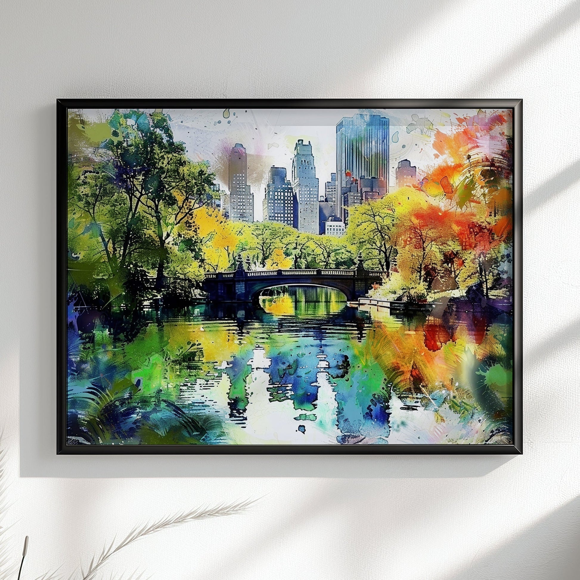 Central Park New York Poster Print. American Cityscape, Manhattan Skyline, USA Travel Poster, Unframed Abstract Manhattan Watercolor - CanvasityCrafts - Free Shipping