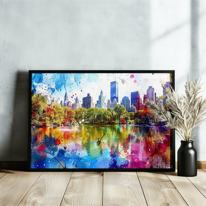 Watercolor New York Poster Skyline Canvas / Poster Print. American Travel Cityscape, Manhattan Central Park, USA Abstract Watercolourr - CanvasityCrafts - Free Shipping