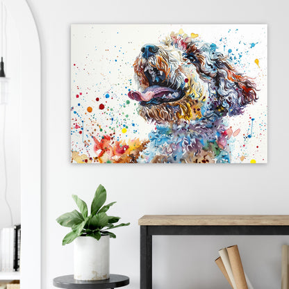 Lagotto Romagnolo Canvas or Poster Print. Colourful Watercolour Happy Truffle Dog Painting Splatter Paint Splash Art Animal Wall Decor Gifts - CanvasityCrafts - Free Shipping