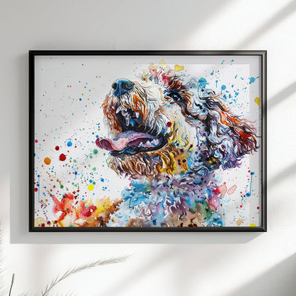 Lagotto Romagnolo Canvas or Poster Print. Colourful Watercolour Happy Truffle Dog Painting Splatter Paint Splash Art Animal Wall Decor Gifts - CanvasityCrafts - Free Shipping