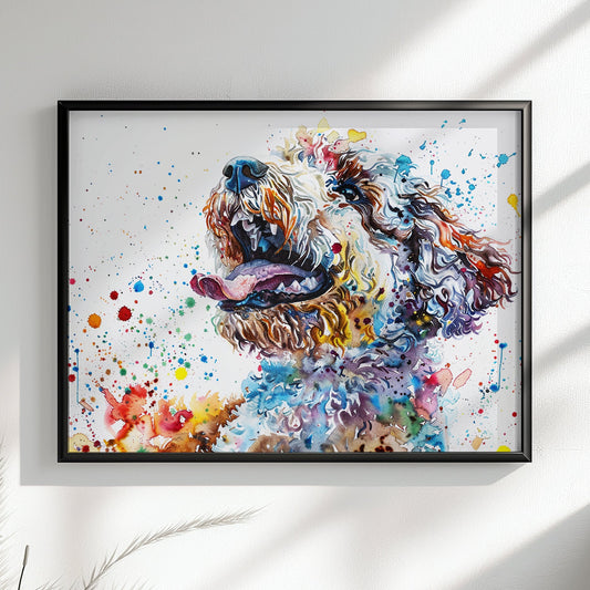 Lagotto Romagnolo Canvas or Poster Print. Colourful Watercolour Happy Truffle Dog Painting Splatter Paint Splash Art Animal Wall Decor Gifts - CanvasityCrafts - Free Shipping